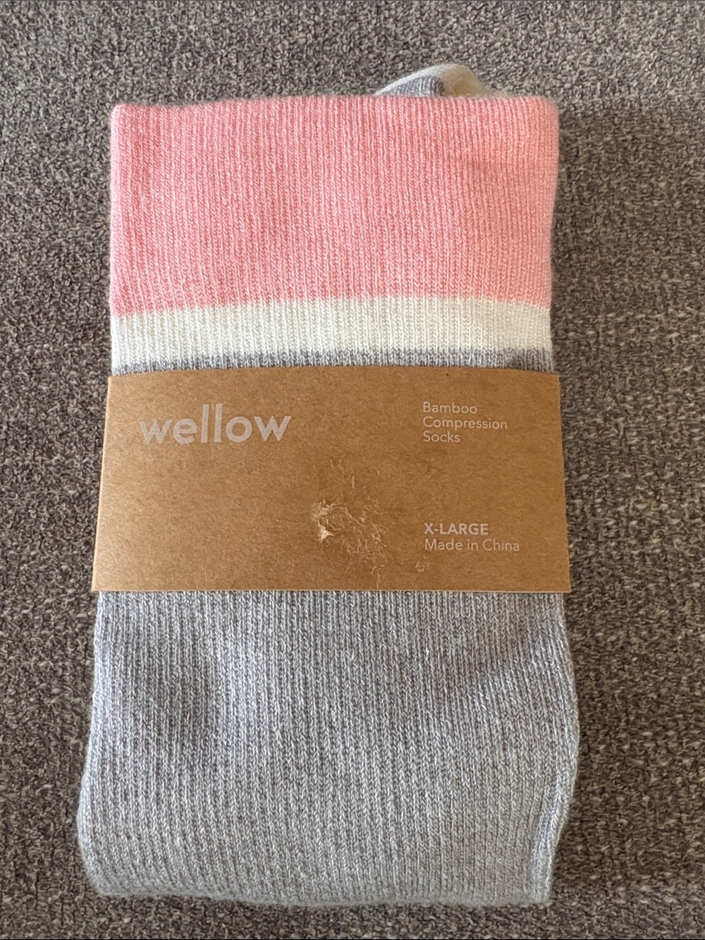Wellow Bamboo Compression Socks Pink & Gray Size XL X-Large NEW